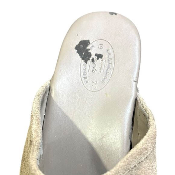 Leather Suede Clogs Slip on Mules Taupe Beige Size 10 - Picture 5 of 11